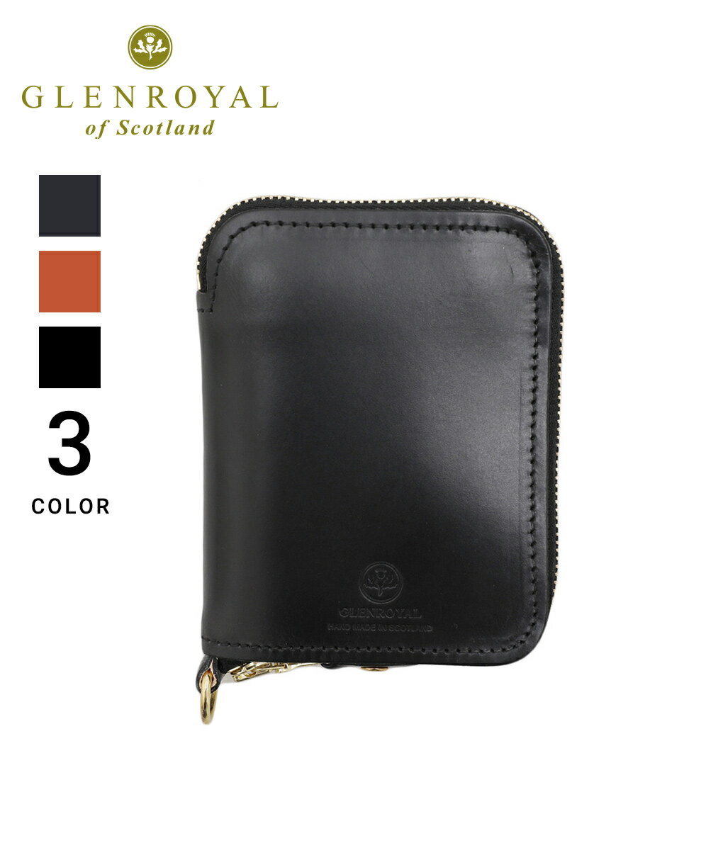 グレンロイヤル 財布（メンズ） GLENROYAL / グレンロイヤル : ZIP AROUND SMALL WALLET / 全3色 : ミニウォレット コンパクトウォレット 財布 ブライドルレザー 本革 カードスロット ジップ付き 2つ折り コインケース ギフト 贈り物 タンニン鞣し 経年変化 : 03-5866【MUS】