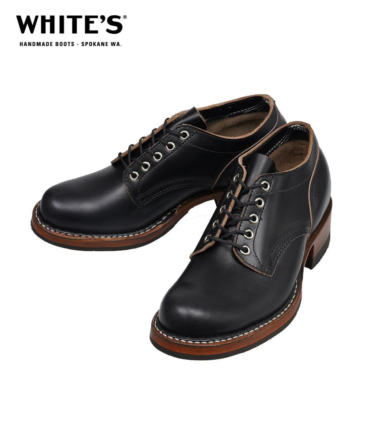 【送料無料】Whites Boots / ホワイツブーツ : WHITE'S OXFORD : ホワイツ ホワイツブーツ オックス レザーシューズ レザー シューズ ビジネスシューズ 靴 革靴 ブラック クロームエクセルレザー 牛革 ビブラムソール カジュアル : 300HCOX-BK-SBR【WIS】