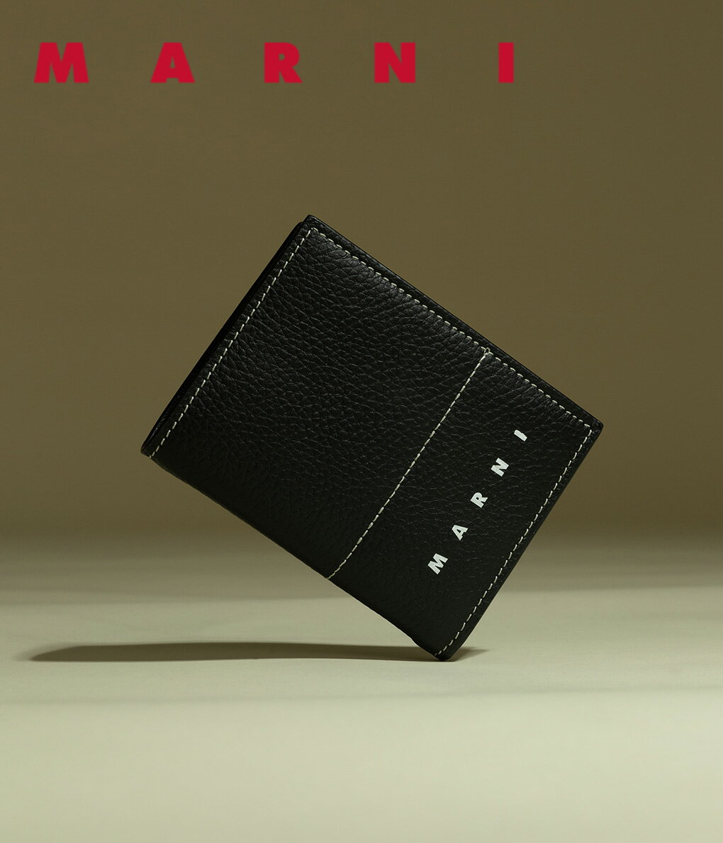 マルニ 財布 メンズ MARNI / マルニ : BIFOLD WALLET : バイフォールドウォレット 財布 ブラック ミルドレザー コンパクトウォレット シック コントラスト ロゴ スナップボタン ケース付属 ギフト プレゼント メンズ レディース ユニセックス : PFMI0066U0-LV688【RIP】