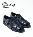 【送料無料】Paraboot / パラブーツ : PACIFIC : パシフィック サンダル グルカサンダル ドレスサンダル レザーシューズ 天然皮革 革靴 本革 カーフ カジュアル クッション性 通気性 ミリタリーテイスト ラバーソール ノアール ブラック : 123312【MUS】【BJB】