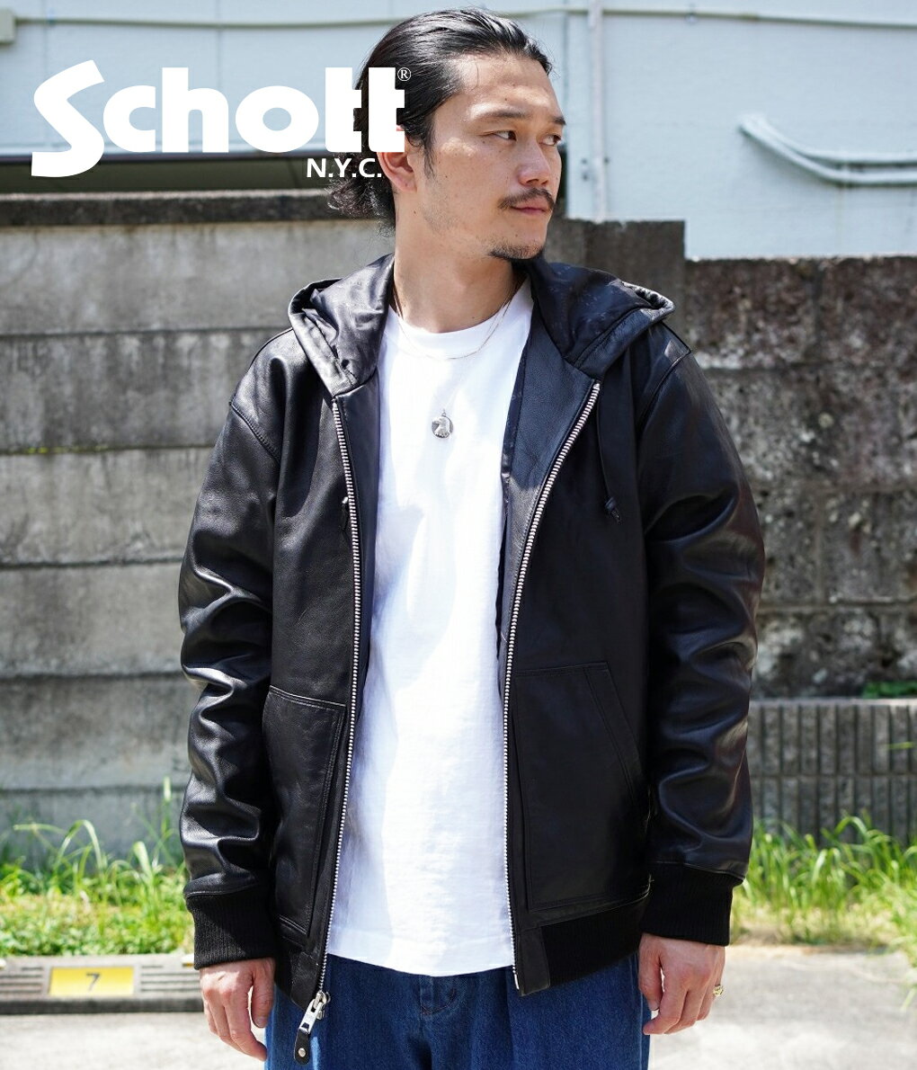 Schott / Vbg : LEATHER FULL ZIP PARKA : U[ tWbv p[J[ t[fB V[vXL U[WPbg WPbg vW U[p[J[ p[J[ V[vU[ r {v Wbv t[ht C[h \tg : 3111054yASTz