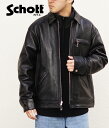 楽天ARKnetsSchott / ショット : LEATHER TRACKER JACKET : レザー トラッカー ジャケット T/Cワークジャケット ラムレザー レザージャケット アウター 革ジャケット 革ジャン メンズ ブラック 羊革 本革 定番 肉厚 経年変化 モダン アメカジ カジュアル : 3121034【AST】