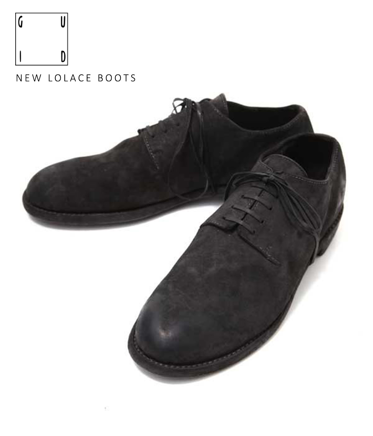 【送料無料】GUIDI / グイディ : NEW LOLACE BOOTS : ニューローレースブーツ ブーツ ローレースシューズ レザーシューズ レースタイプ 革靴 ショートブーツ ダービー ブーツ ワンピースレザー コードバン メンズ ブラック 天然皮革 : 16-cordovanblk-4a【RIP】