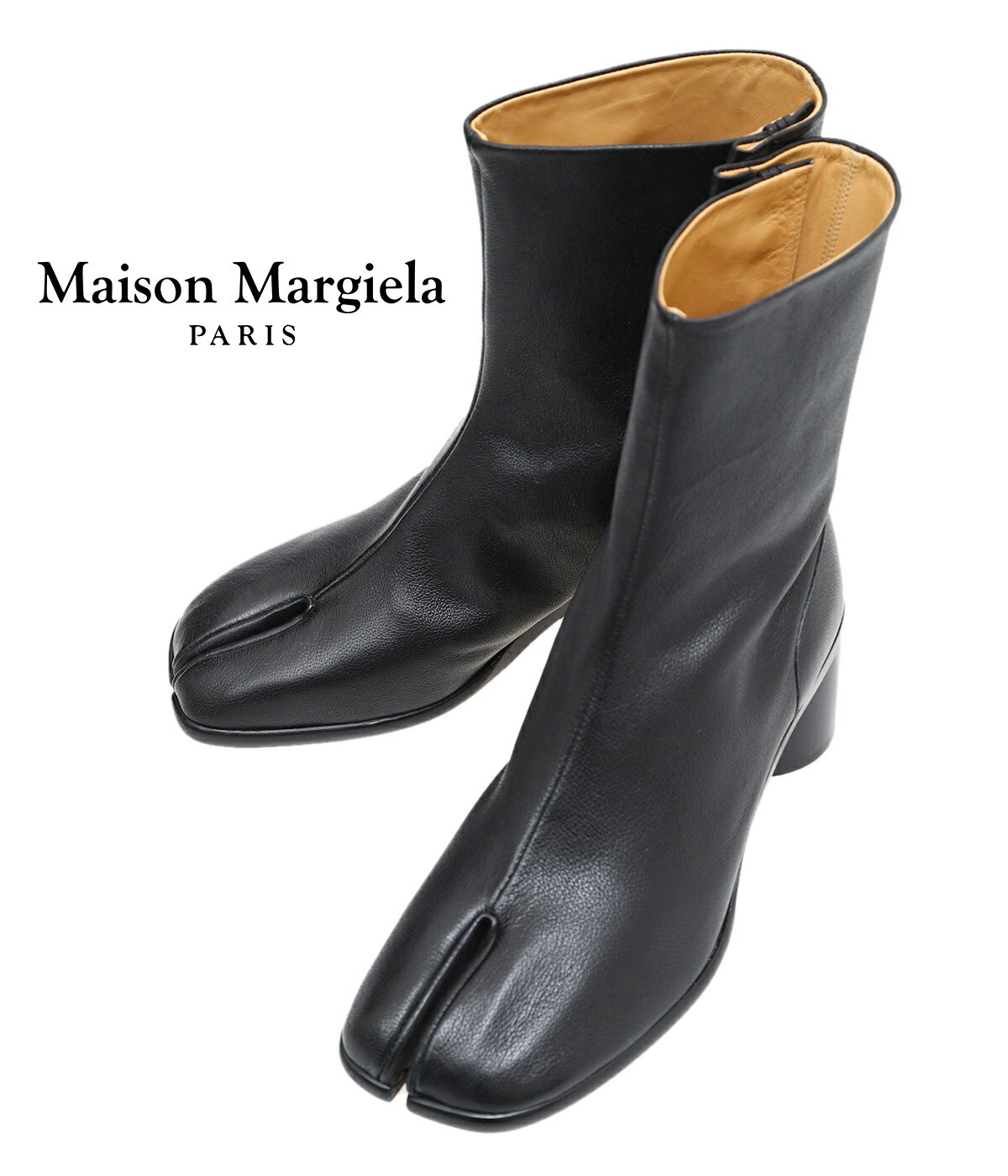 Maison Margiela / メゾン マルジェラ : Tabi Ankle boot 6 cm : タビ アンクル ブーツ チャンキーヒール ラクダ革 ヒールブーツ 天然皮革 足袋 6.5cm スプリットトゥ ラクダ革 モード イタリア製 : S57WU0132-PR058【RIP】【BJB】