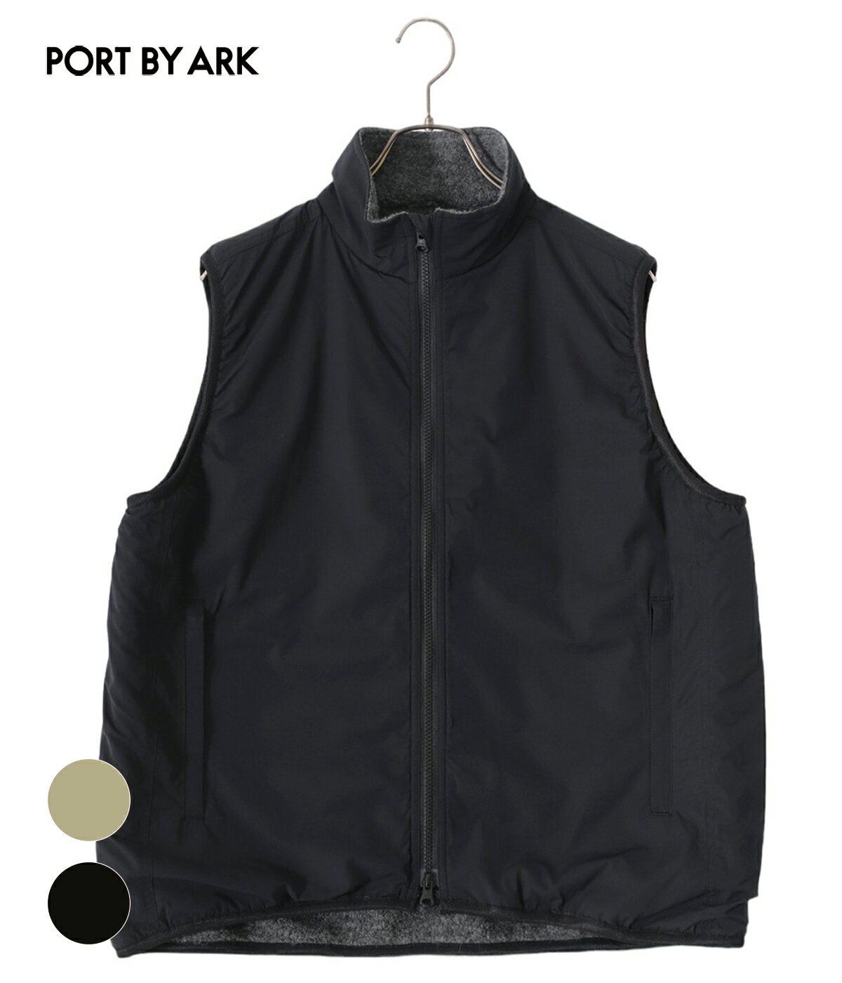 【送料無料】PORT BY ARK / ポートバイアーク : Zip Vest / 全2色 : ジップベスト スタンドカラーベスト レイヤードスタイル ボックスシルエット ダブルジップ メンズ トップス ARKnets アークネッツ : PO14-V001【COR】【BJB】