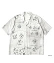 Porter Classic / ポータークラシック : DISNEY HAWAIIAN HOLIDAY / PORTER CLASSIC HAWAI 039 I ALOHA COLLECTION / ALOHA SHIRT : ディズニー ハワイアン ホリデー アロハシャツ 半袖シャツ 半袖 トップス メンズ ブラック 日本製 : DP-024-2167【COR】