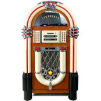 送料無料 Taurus Classic Mid-Size Jukebox ジュークボックス ビニールレコードプレーヤー USB SD AUX AM/FMラジMP3 CDプレーヤー レインボーLEDライトアップ 50年代クラシックスタイル フルサイズフロアスタンディングレトロスタイル（ダークオーク色）