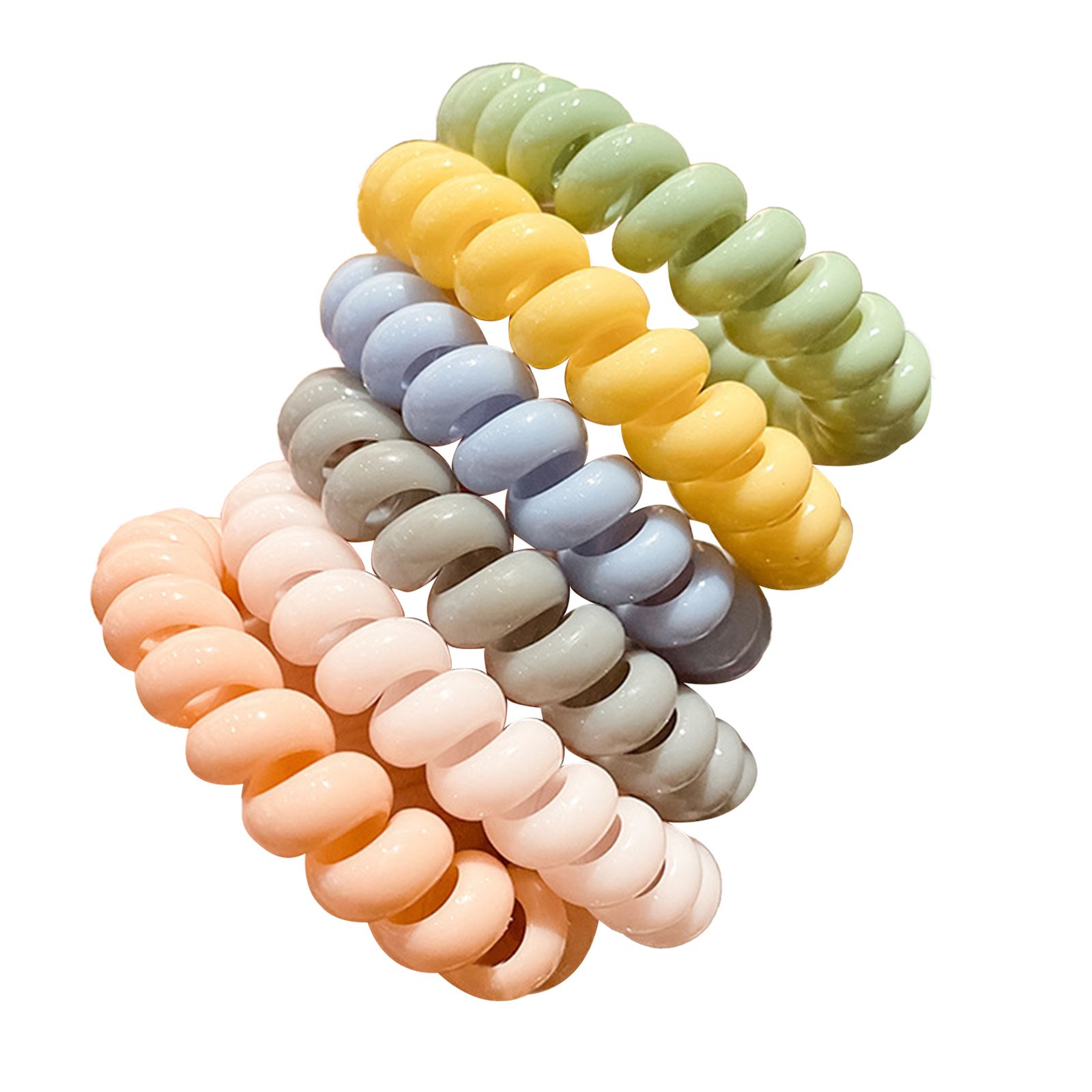 【6本セット】ヘアゴム スプリングヘアゴム 髪ゴム スパイラルヘアゴム 電話線のヘアバンド ポニーテールゴム トレースレスヘアリング アイスクリームカラーのヘア...