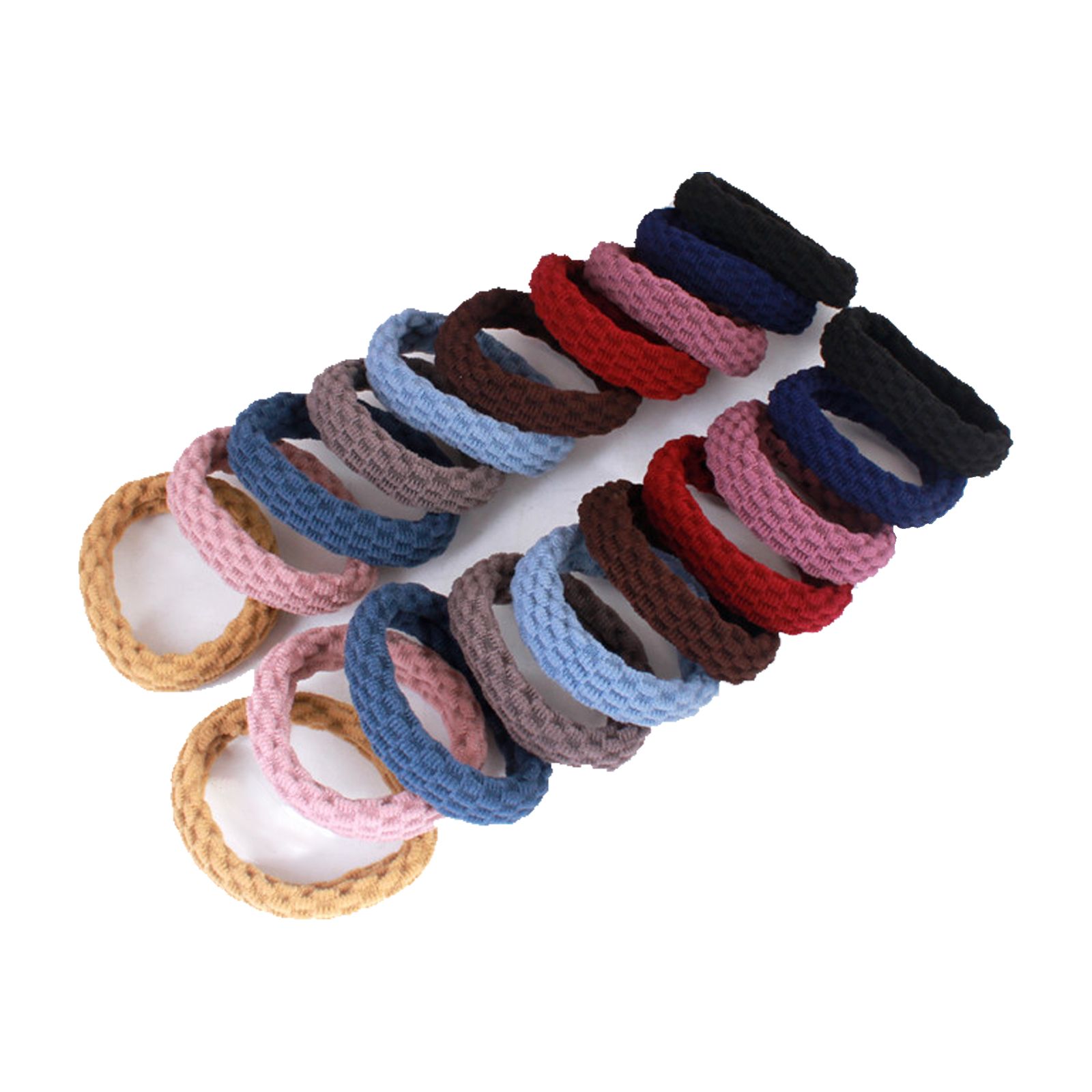 【20本セット】ヘアゴム 髪ゴム 跡がつかないヘアゴム 太いタオルリング シームレスなヘアバンド ヘアアクセサリー 髪束ね 高強度の弾性と耐久性(マルチカラー)