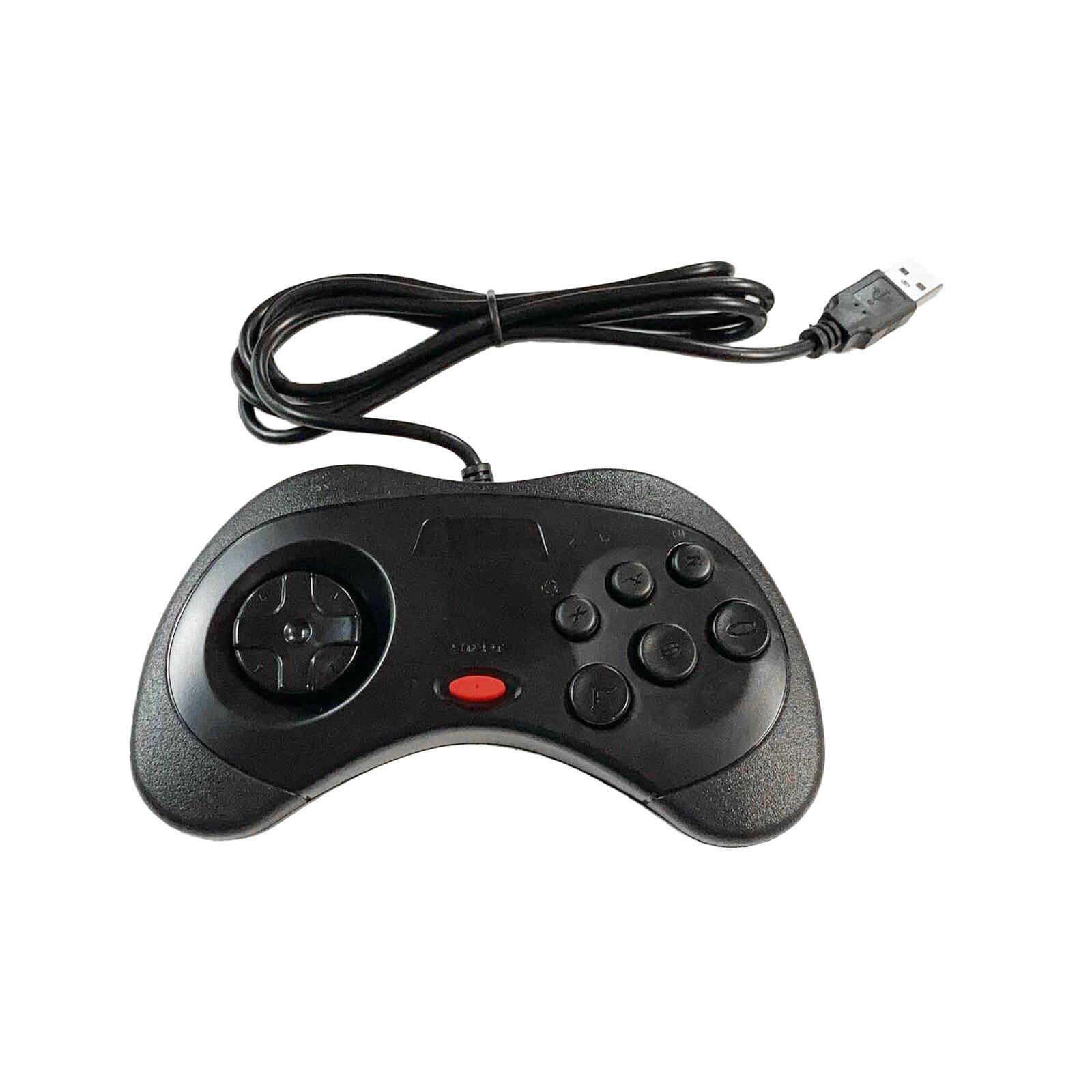 USBゲームコントローラ PCコンピュータゲームコントローラ パソコンゲームパッド 6ボタン型 セガサターン型 USBポート 軽くて小型 (ブラッ