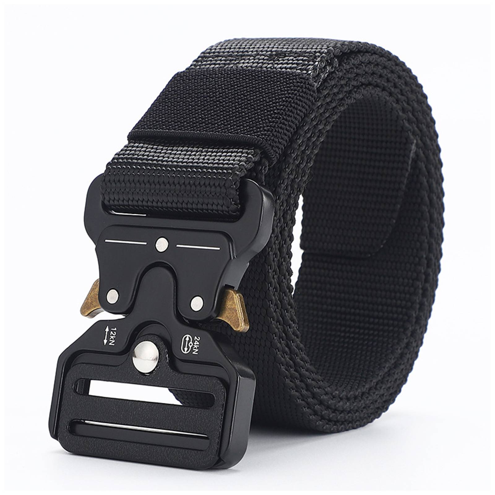 タクティカル ベルト サバゲーベルト ワンタッチベルト ミリタリー 合金バックル付き 調整可能 メンズ ナイロン 装備 作業用 アウトドアスポーツ用品(ブラック)