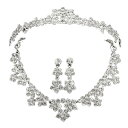 花嫁アクセサリー 花嫁飾りセット 結婚式用アクセサリー 髪飾りピアスネックレスセット ダイヤモンド組合せ