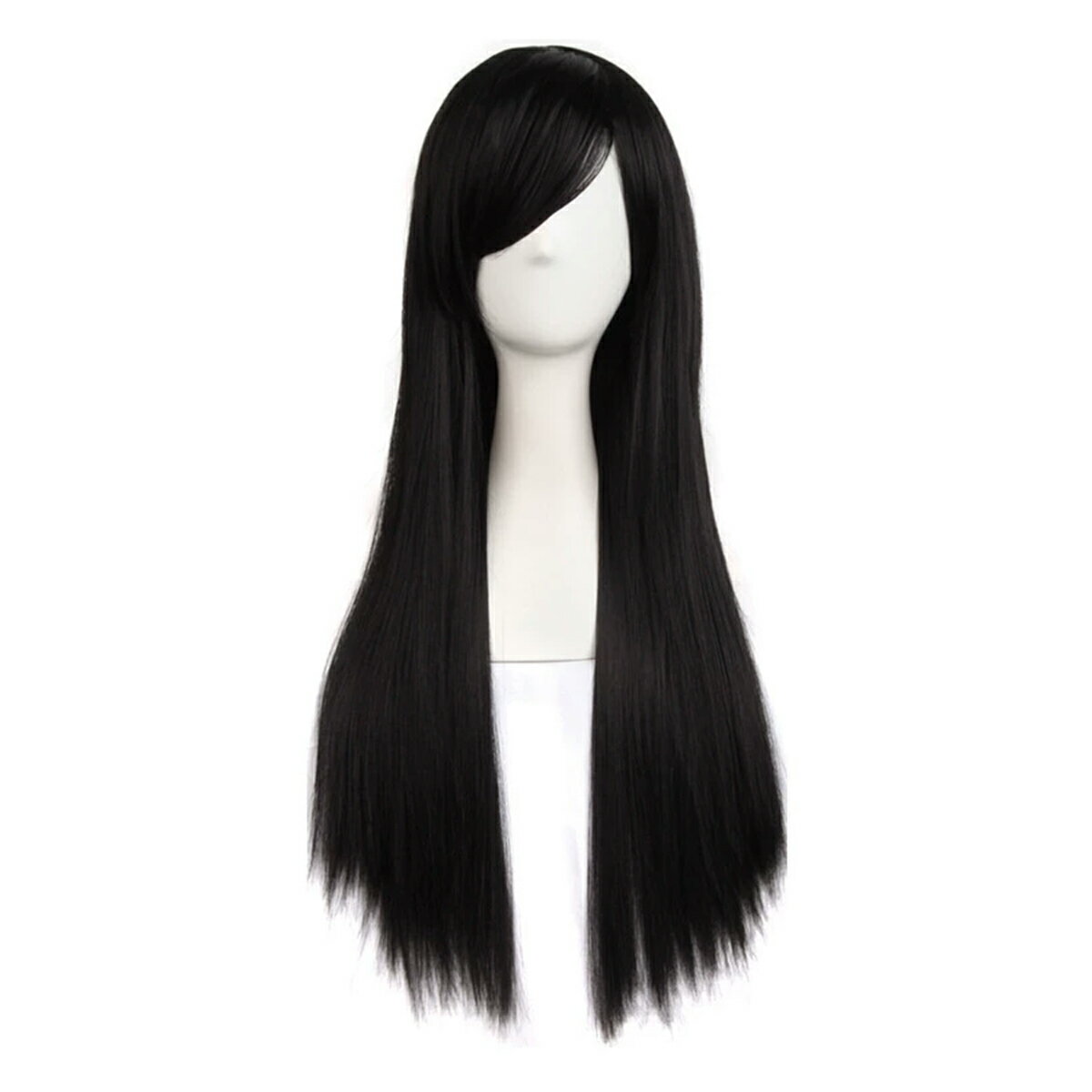 ファッションウィッグ かつら コスプレ ウィッグ 黒 ロング ロングヘア 黒髪 耐熱 カット可能 初心者でも簡単 仮装パーティ;J6116;
