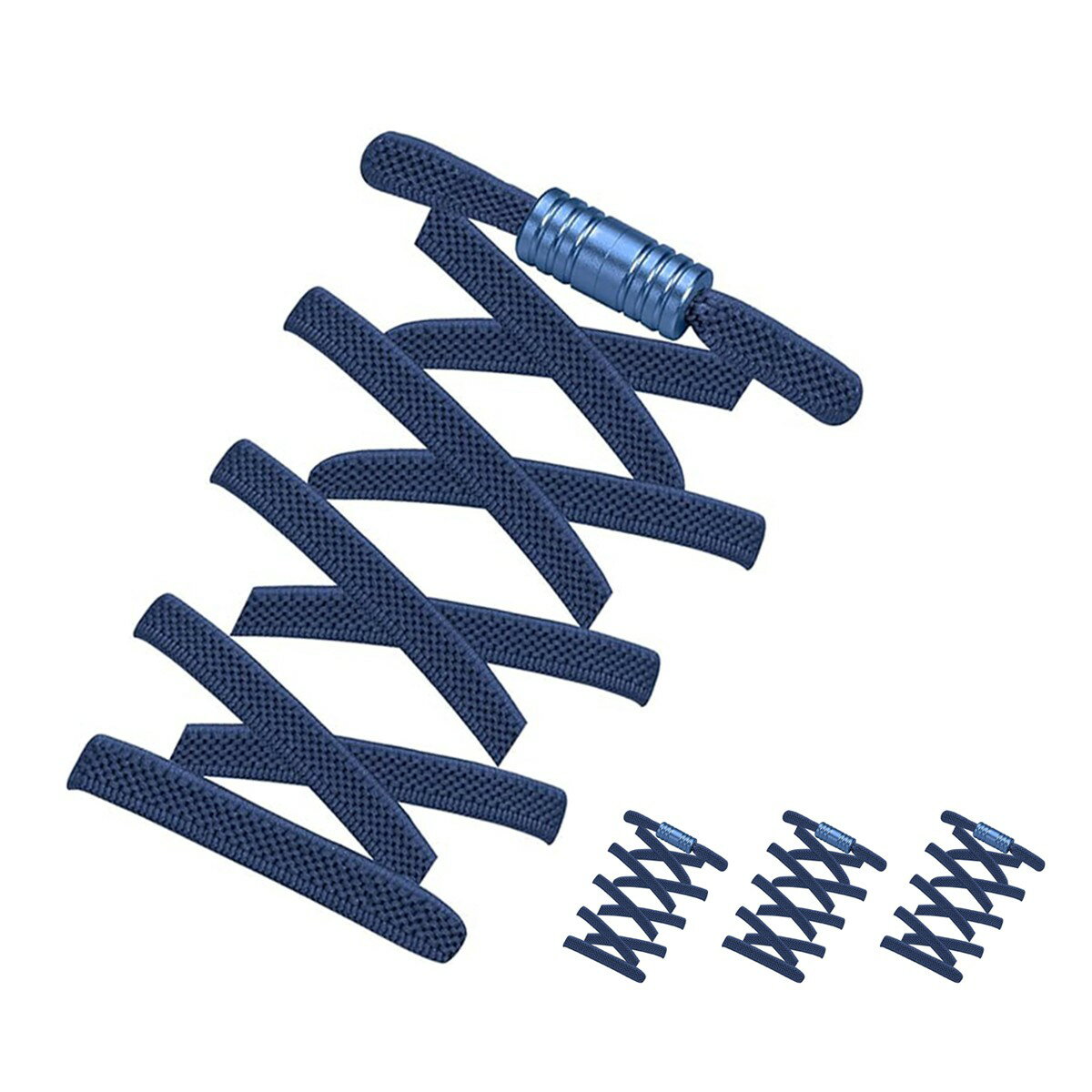 【2足入り】靴紐 結ばない 靴ひも ゴム シューレース スニーカー 靴ひも 平紐 伸びる靴紐 ほどけない 伸縮する 簡単取り付け 子供 大人 高齢者に 金属カプセル式結ばない靴ひも 快適でスタイリッシュな新体験 (ネイビー)