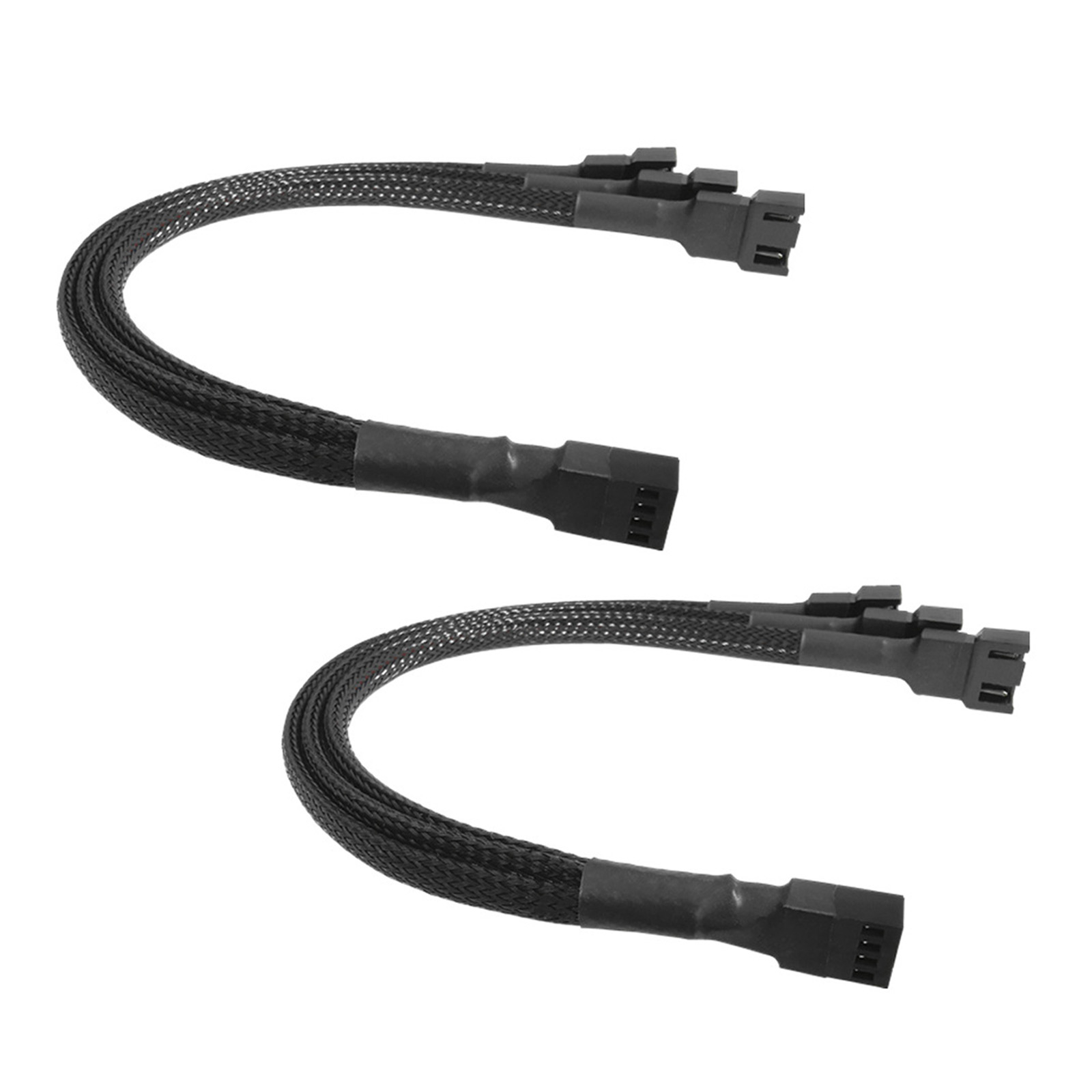 【2 個入り】3分岐 4ピンPCケー スファン 分岐ケー PWMファン用分岐ケー PWM 4Pin 一分三 ファンハブ 分岐ケーブル 延長ケーブル CPUケースファン用 3ピン対応 錫メッキ銅線 編組スリーブ付き