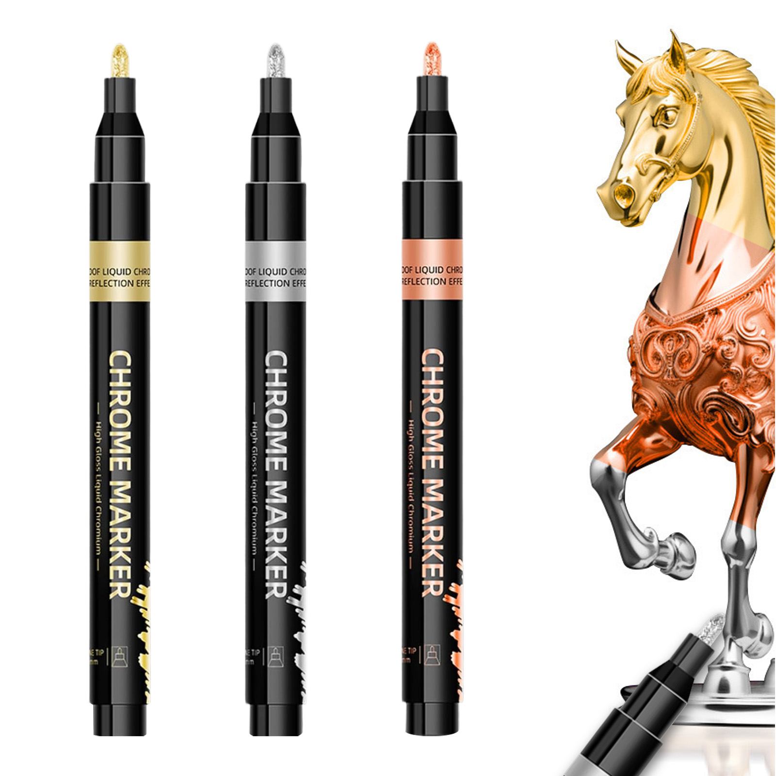 【3 個入り】メッキペン 鏡面マーカー シルバー 高光沢 マーキングペン 油性 マーカーペン 鏡面仕上げ ..