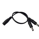 電源延長ケーブル 1分2 DC12V オス1分2メス 汎用 カメラ用電源ケーブル 電子パーツ 5.5×2.1mm(ブラック)(2)