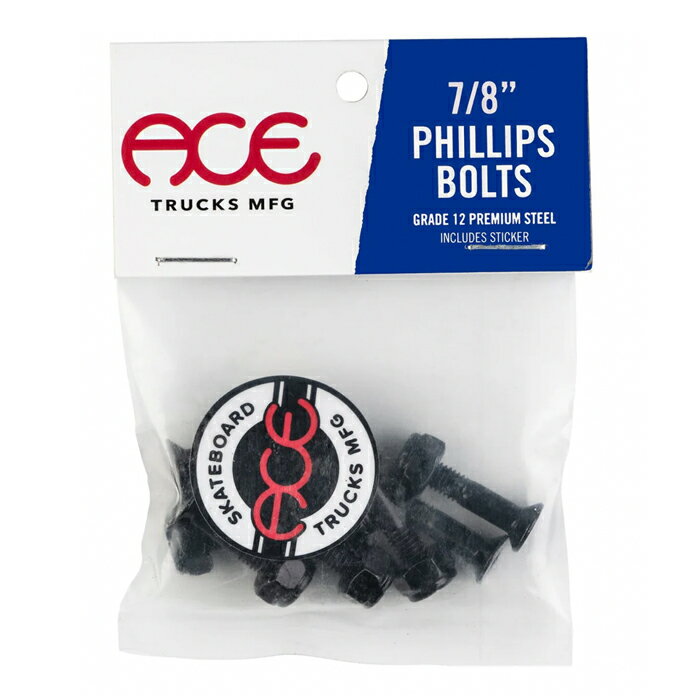 【ビス / スケボー/スケートボード】ACE TRUCKS(エーストラック) ACE BOLTS PHILLIPS(プラス) 7/8 インチ ビス8本入り