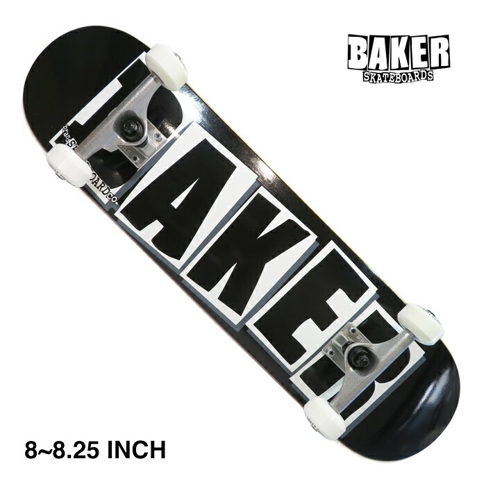 【スケボー/スケートボード/完成品】【送料無料】BAKER SKATEBOARDS (ベイカー・スケートボード）TEAM BRAND LOGO / BLACK / WHITE 8