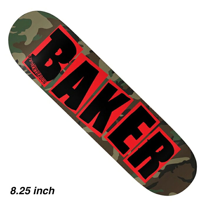 ANDREW REYNOLDSとJIM GRECOにより、立ち上げれらたスケートボードデッキカンパニー”BAKER SKATEBOARDS” レジェンドから注目の若手までライダーとして在籍し、2001年発足以来その人気は止まることなく、スケートボードシーンに欠かせないデッキカンパニーの一つ。 TYSON PETERSONシグネーチャーデッキです。 当店オリジナルデッキテープ&スケートボードバッグ付き。 SIZE (サイズ） 8,25"×31.676"インチ 幅 21.1cm / 長さ 80.4cmノーズ17.7cm / テール 16.8cmウィールベース 35.2cm OG Shape / Mellow Concave Made In Mexico. Color : Camo コンプリート(完成品)でご購入ご希望の方は コンプリート用パーツセットがオススメです。 デッキとパーツセットでコンプリートが完成します。 デッキの値段プラス6000円(税込み)が最安値コンプリートになります。 注意：モニターの発色の具合によって実際のものと色が異なる場合がございます。BAKER SKATEBOARDS (ベイカー・スケートボード) / TYSON PETERSON BRAND LOGO / CAMO / 8.25"インチ