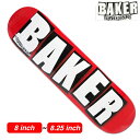 【スケボー/スケートボードデッキ】【送料無料】BAKER（ベーカー）TEAM BRAND LOGO RED WHITE デッキ 8 or ...