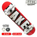 【スケボー/スケートボード/完成品】【送料無料】BAKER（ベーカー）TEAM BRAND LOGO RED WHITE 8 or 8.125 or 8.25インチ コンプリートセット　/ 初心者 はじめて ストリート sk8 skateboard arktzレンチ、スケートバッグ付き