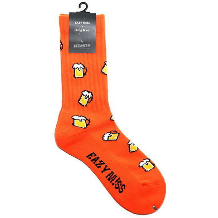 【スケボーソックス/ ソックス/ スケートボード】EAZY MISS イージーミス BEER SOCKS ORANGE