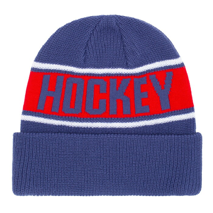 yBEANIE/ Xq/ XP[g{[hzHOCKEY (zbP[) STRIPE BEANIE BLUE r[j[