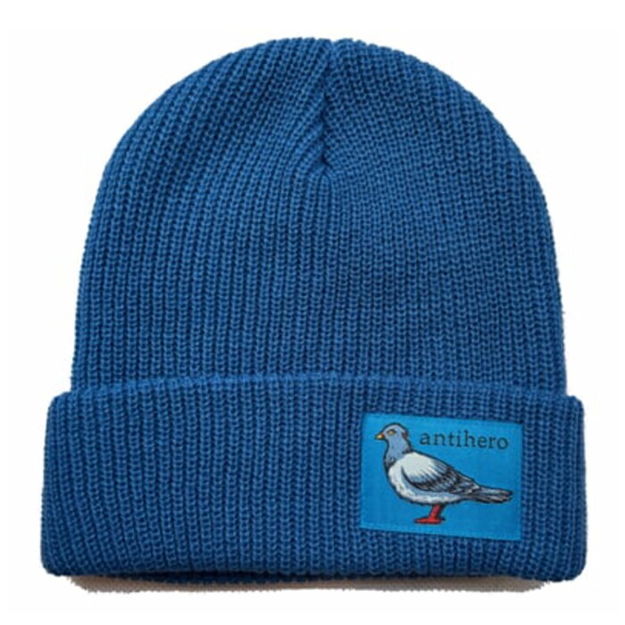 【BEANIE/ 帽子/ スケートボード】ANTIHERO SKATEBOARDS (アンチヒーロー・スケートボード) LIL PIGEON LABEL CUFF BEANIE BLUE ビーニー アンタイヒーロー
