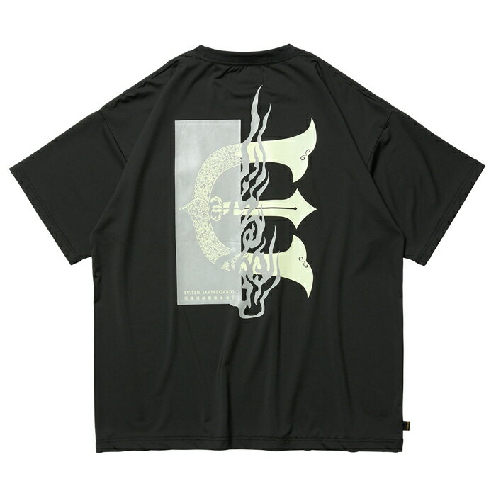 EVISEN SKATEBOARDS(エビセン・スケートボード) FIRE RECTANGLE LOGO POCKET TECH TEE BLACKスケートボード / アパレル
