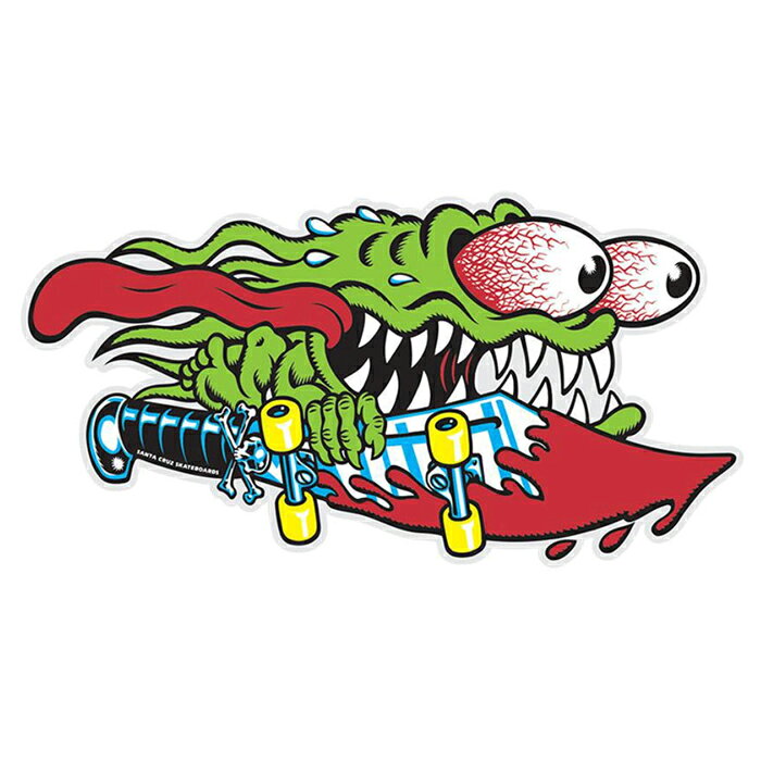 1973年カリフォルニアのサンタクルーズにて設立のスケートボードデッキカンパニー"SANTA CRUZ SKATEBOARDS" Jim Phillips（ジム・フィリップス)が80年代にデザインした"Screaming Hand"は今もなお代表的なスケートボードグラフィックの一つです。 SLASHERのステッカーです。 SIZE 約 16 x 8cm 注意：モニターの発色の具合によって実際のものと色が異なる場合がございます。SANTA CRUZ / SLASHER STICKER 6"inch