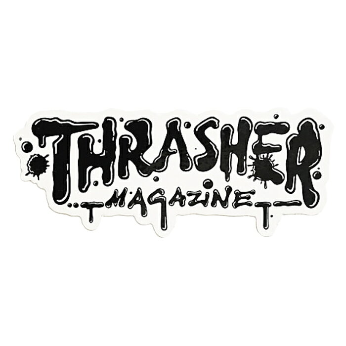 世界一のスケートボードメディア"THARSHER MAGAZINE"（スラッシャー・マガジン） WET PAINTのステッカーです。 SIZE 約 15.2 x 5.8 cm 注意：モニターの発色の具合によって実際のものと色が異なる場合がございます。THRASHER MAGAZINE / WET PAINT STICKER 6"inch / BLACK / ステッカー