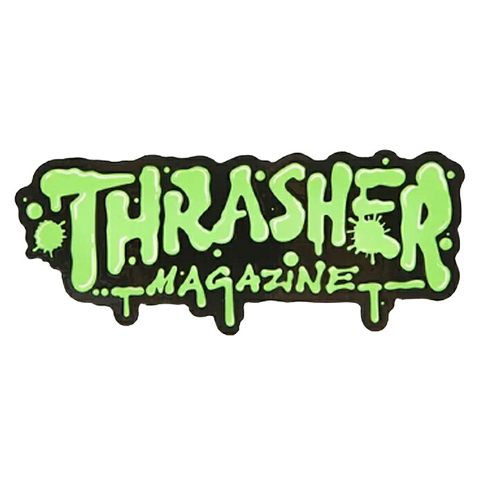 世界一のスケートボードメディア"THARSHER MAGAZINE"（スラッシャー・マガジン） WET PAINTのステッカーです。 SIZE 約 15.2 x 5.8 cm 注意：モニターの発色の具合によって実際のものと色が異なる場合がございます。THRASHER MAGAZINE / WET PAINT STICKER 6"inch / GREEN / ステッカー