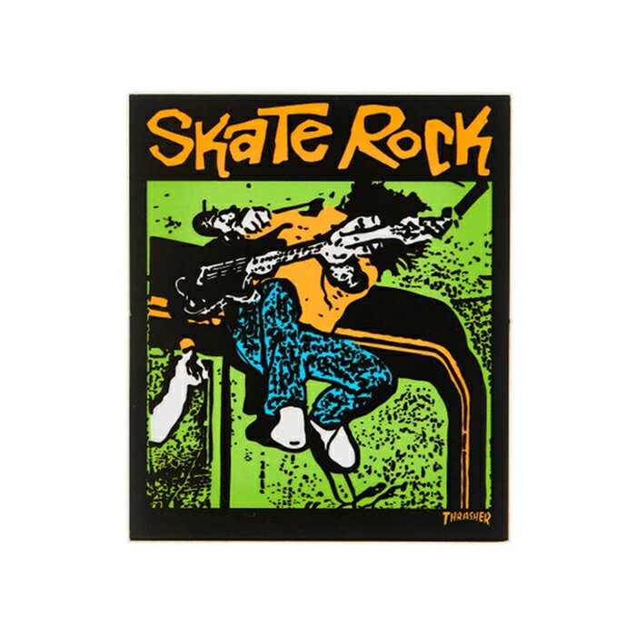 世界一のスケートボードメディア"THARSHER MAGAZINE"（スラッシャー・マガジン） SKATE ROCK のステッカーです。 SIZE 約 7.1 x 8.3 cm 注意：モニターの発色の具合によって実際のものと色が異なる場合がございます。THRASHER MAGAZINE / SKATE ROCK STICKER 2.75"inch / GREEN / ステッカー