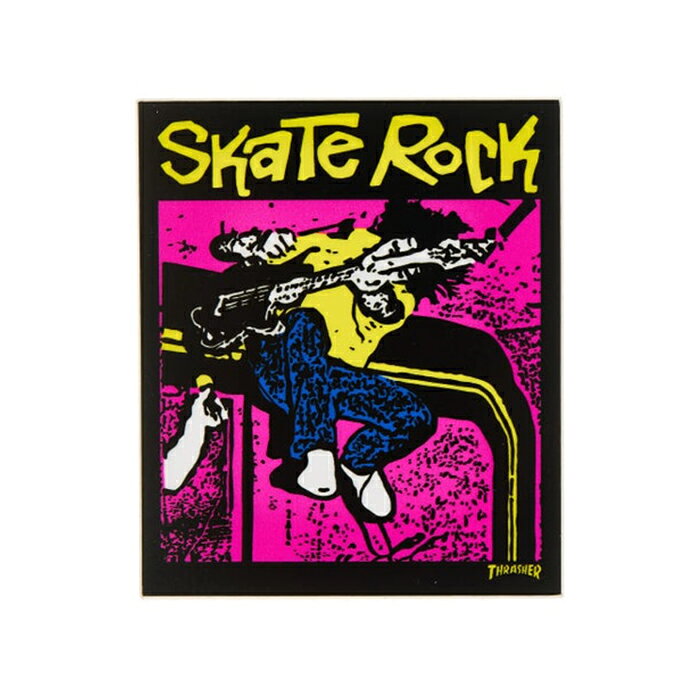 世界一のスケートボードメディア"THARSHER MAGAZINE"（スラッシャー・マガジン） SKATE ROCK のステッカーです。 SIZE 約 7.1 x 8.3 cm 注意：モニターの発色の具合によって実際のものと色が異なる場合がございます。THRASHER MAGAZINE / SKATE ROCK STICKER 2.75"inch / PINK / ステッカー