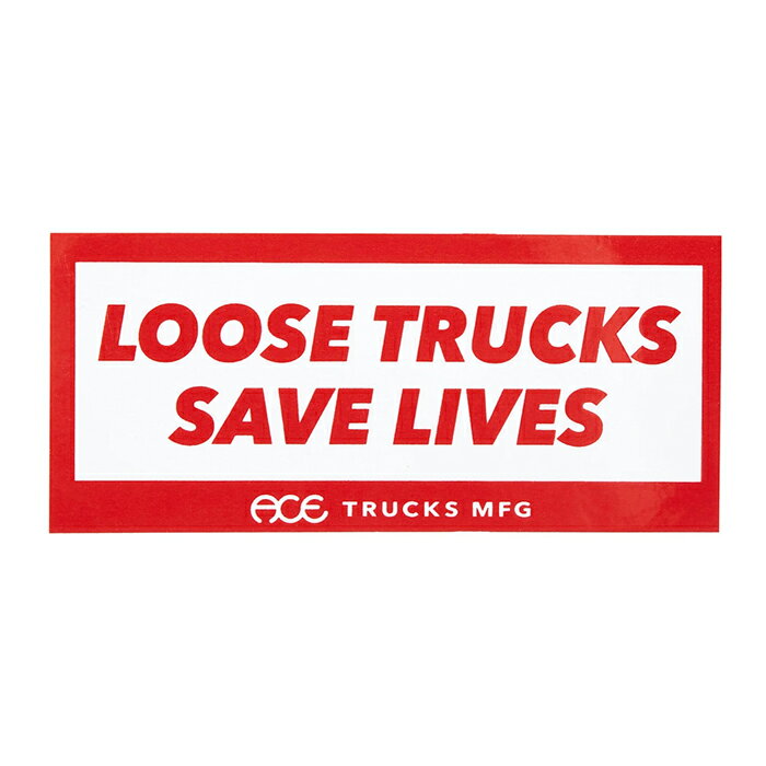 老舗トラックブランド「Independent Trucks社」で13年間もの間チームマネージャーを勤めてき「JoeyTershay」が構想から6年、製品開発に1年費やして発表された渾身のトラック名器「Independent stage9」を参考に設計されたACEトラック。 LOOSE TRUCKS SAVE LIVES のステッカーです。 SIZE 約 11.7 x 5.3 cm 注意：モニターの発色の具合によって実際のものと色が異なる場合がございます。ACE TRUCKS (エース・トラック) / LOOSE TRUCKS SAVE LIVES STICKER 4.5"inch WHITE RED