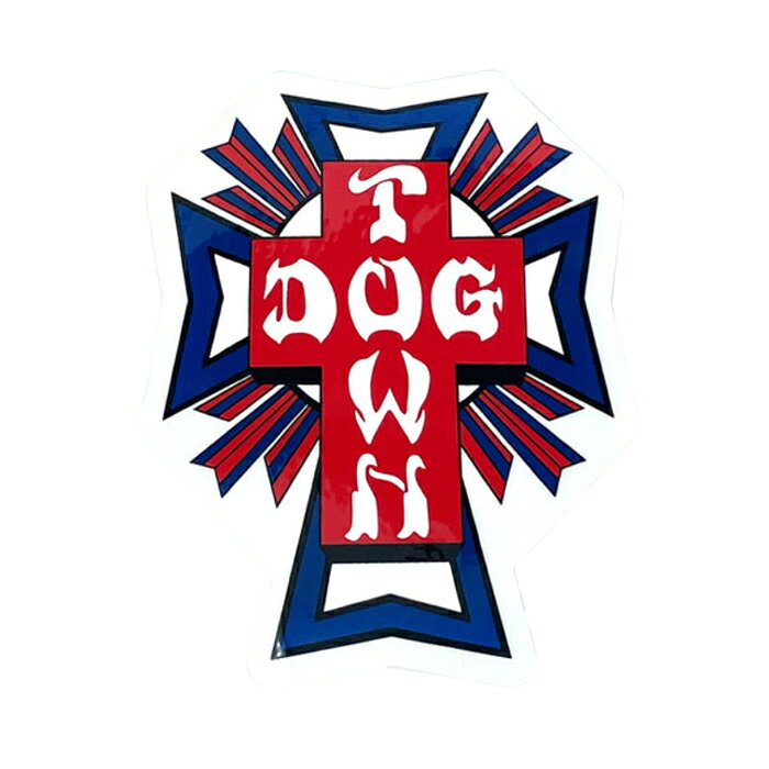 カルフォルニアのベニスビーチにて生まれたスケートボードカンパニー"DOGTOWN" サーフショップZEPYERでたまっていたアルバとジェイアダムス、ペラルタが結成したZ-BOYSから全て始まったブランド。 創設者はZ-BOYSのメンバーであり、スーサイダルテンデンシーズのフロントマン、マイク・ミューアの実兄でもあるジム・ミューア。 グラフィックを務めるのは、アイコンのクロスロゴを始め、数々のスケートアートを輩出したレジェンドブルドックことウェス・ハンプストン。 カンパニーネームは、当時廃墟と化していたベニスの一画の通称。 不良達の溜まり場であると同時に、サーフィン、カスタム・カー、グラフィティ、ストリート・ギャング、そしてスケートといった西海岸ユースカルチャーの中心地。 CROSS LOGOのステッカーです。 SIZE 約 8.3 x 10.3 cm 注意：モニターの発色の具合によって実際のものと色が異なる場合がございます。DOG TOWN / CROSS LOGO RED BLUE STICKER 4"inch ステッカー
