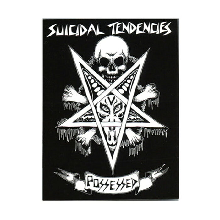 HARDCORE PUNKバンドSuicidal Tendenciesカンパニーオフィシャルの"SUICIDAL SKATES" スーサイダルテンデンシーズのフロントマン、マイク・ミューアの実兄でもあるジム・ミューアはDOG TOWNの創設者。 SUICIDAL TENDENCIES POSSESSEDのステッカーです。 SIZE 約 8.4 x 10.7 cm 注意：モニターの発色の具合によって実際のものと色が異なる場合がございます。SUICIDAL SKATES / SUICIDAL TENDENCIES POSSESSED BLACK STICKER 3.25"inch ステッカー