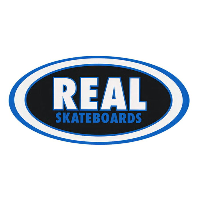 1989年にサンフランシスコにてトミー ゲレロとジム シーボーとDELUXE (REAL,ANTIHERO,KROOKED,THUNDER TRUCK,SPITFIRE WHEELSの親会社) によって設立。 "REAL" (本物の) スケートボードの会社を創るというコンセプトがそのままブランド名になっています。 日本人スケートボーダー"浦野建隼"もチームライダーとして在籍しています。 CLASSICS OVAL のステッカーです。 SIZE 約 19.4 x 9.6 cm 注意：モニターの発色の具合によって実際のものと色が異なる場合がございます。REAL SKATEBOARDS (リアル・スケートボード) / CLASSIC OVAL MEDIUM STICKER BLACK BLUE ステッカー