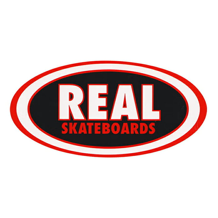 1989年にサンフランシスコにてトミー ゲレロとジム シーボーとDELUXE (REAL,ANTIHERO,KROOKED,THUNDER TRUCK,SPITFIRE WHEELSの親会社) によって設立。 "REAL" (本物の) スケートボードの会社を創るというコンセプトがそのままブランド名になっています。 日本人スケートボーダー"浦野建隼"もチームライダーとして在籍しています。 CLASSICS OVAL のステッカーです。 SIZE 約 19.4 x 9.6 cm 注意：モニターの発色の具合によって実際のものと色が異なる場合がございます。REAL SKATEBOARDS (リアル・スケートボード) / CLASSIC OVAL MEDIUM STICKER BLACK RED ステッカー
