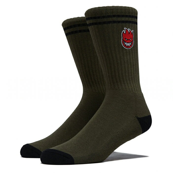 Rakuten - 【ソックス/ スケートボード】【送料無料】SPITFIRE WHEELS(スピットファイヤー・ウィール)BIGHEAD FILL EMB SOCKS OLIVE / BLACK / REDスケートボードアパレル/ソックス