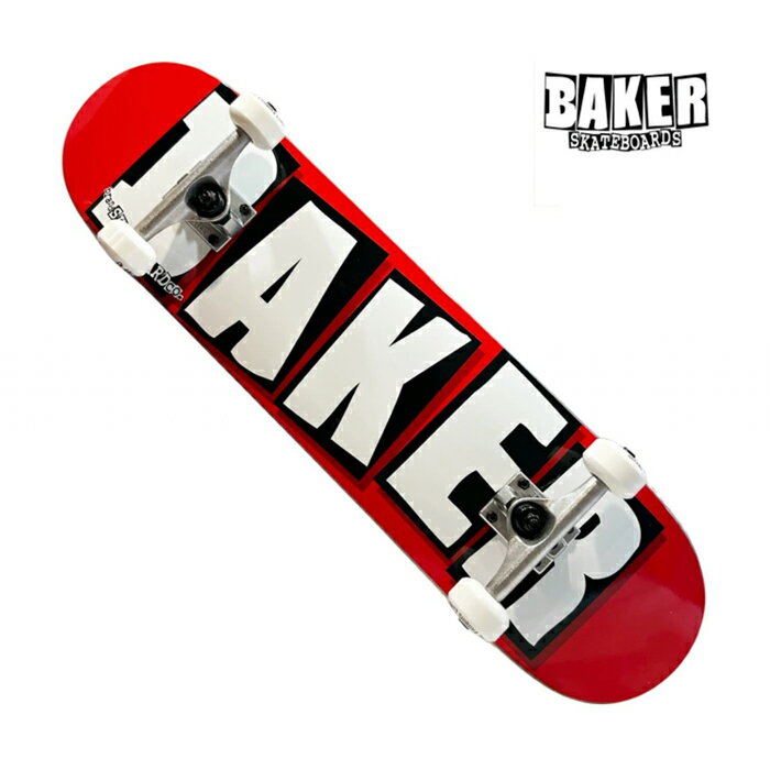 【子供 /スケートボード/完成品】【送料無料】 BAKER KID'S コンプリートセットTEAM BRAND LOGO / RED / WHITE7.3