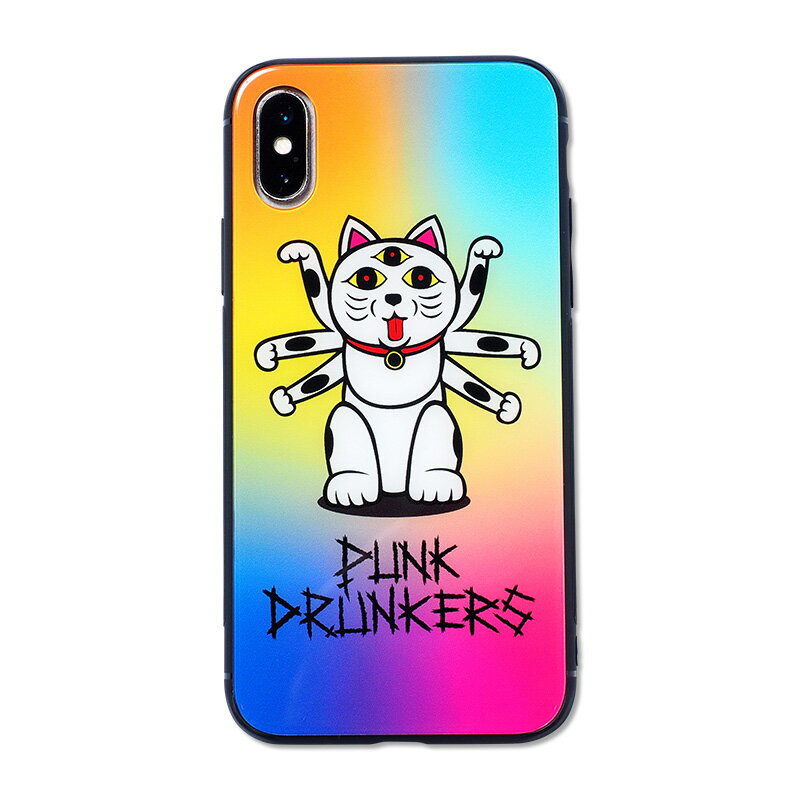 【予約】【受注生産】PUNK DRUNKERS(パンクドランカーズ)/TEMPERED GLASS iPhone CASE［阿修羅ネコ］/iPhone7/8/SE2、iPhoneX/XS、iPhoneXSMax、iPhoneXR、iPhone11、iPhone11Pro用