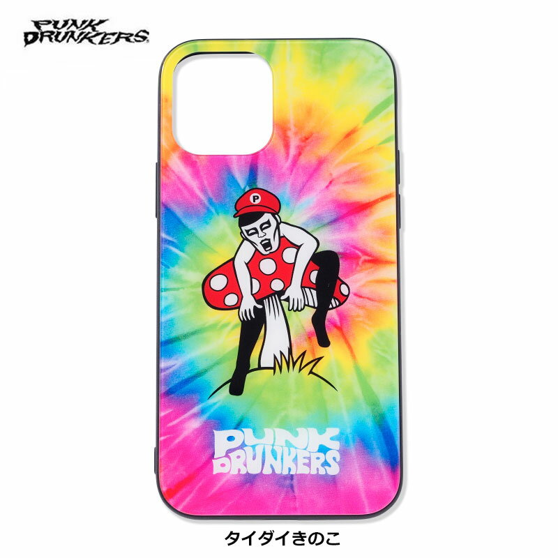 【受注生産】PUNK DRUNKERS(パンクドランカーズ)/TEMPERED GLASS iPhone CASE［タイダイきのこ］/iPhoneのみ