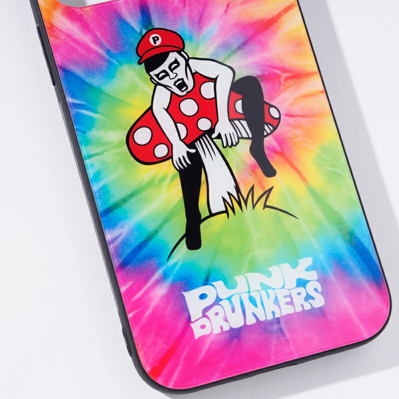 【受注生産】PUNK DRUNKERS(パンクドランカーズ)/TEMPERED GLASS iPhone CASE［タイダイきのこ］/iPhoneのみ