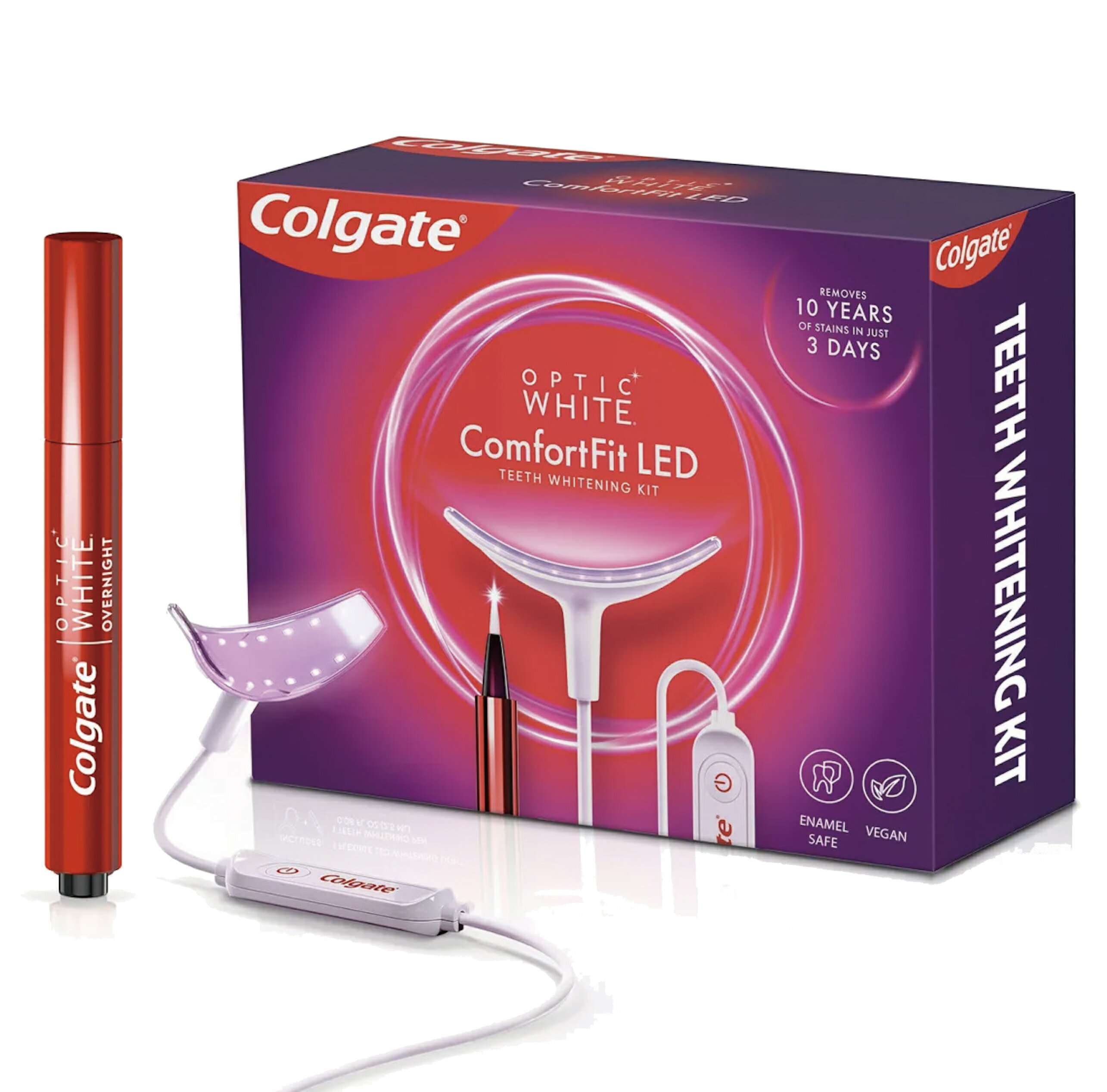 Colgate Comfort fit コルゲート コンフォートLED付オプティック ホワイト オーバーナイト ホワイトニング ペン 1本 キット