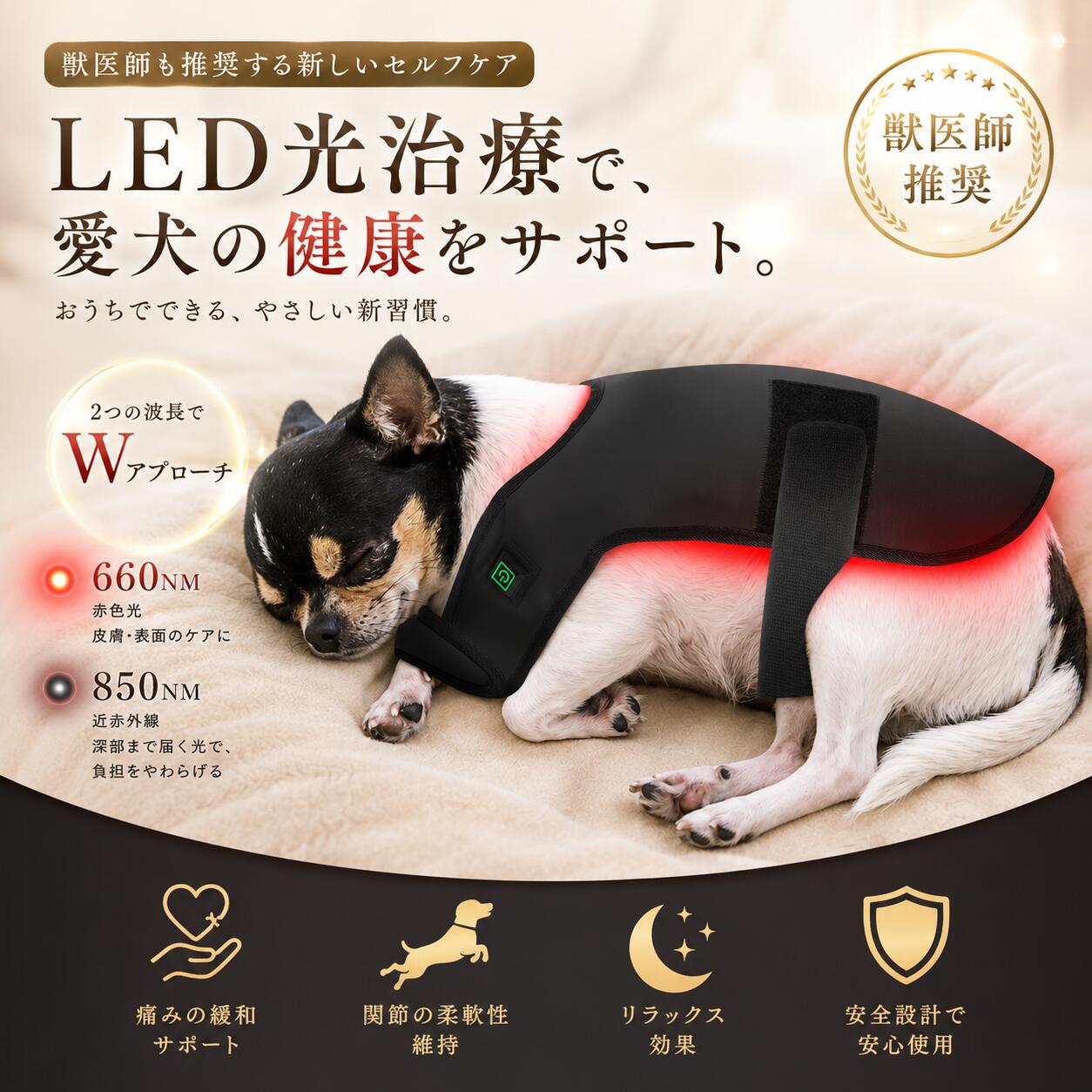 犬・ペット用 LED 光治療 デバイス Red Light Therapy レッドライト セラピー 健康 光エステ 関節炎 健康 コラーゲンマシン エイジングケア ヒーライト 光治療 犬専用 ペット 犬