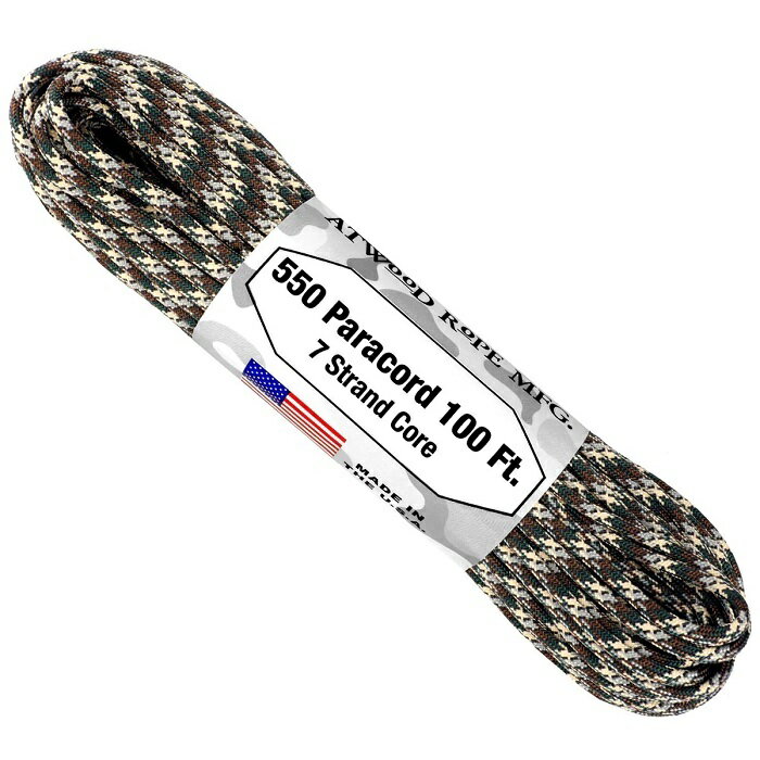 アトウッド ロープ トロピックカモ 550 7Strand パラシュートコード パラコード 30M ATWOOD ROPE MFG 耐加重250Kg キャンプなどに Tropic Camo