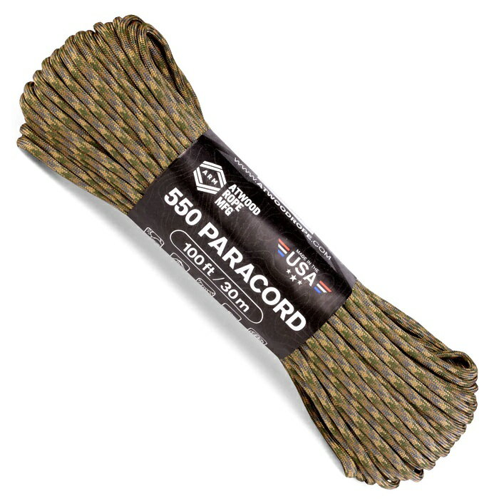 アトウッド ロープ マルチカム 7Strand 550 パラシュートコード パラコード 30M ATWOOD ROPE MFG 耐加重250Kg キャンプなどに (サバゲー)