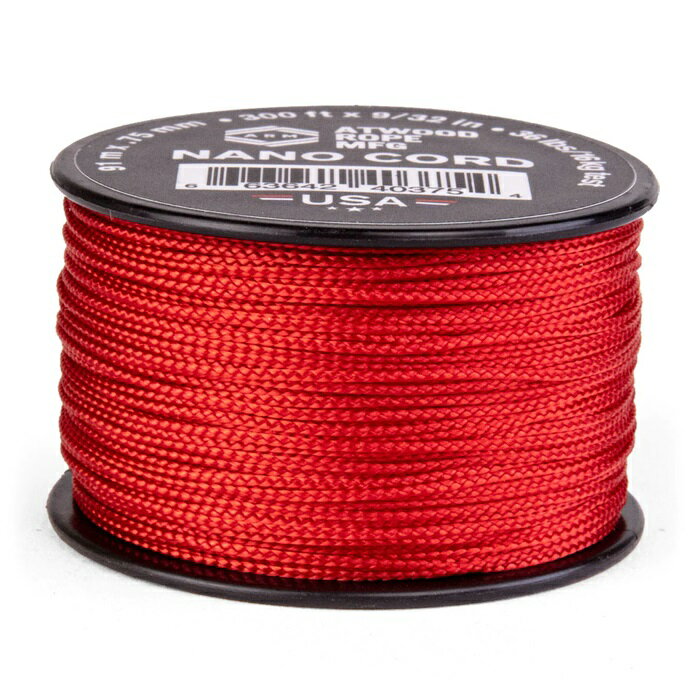 0.75mm ナノコード アトウッド ロープ (レッド) パラシュートコード パラコード 38M ATWOOD ROPE MFG NANO CORD 耐加重17Kg キャンプなどに